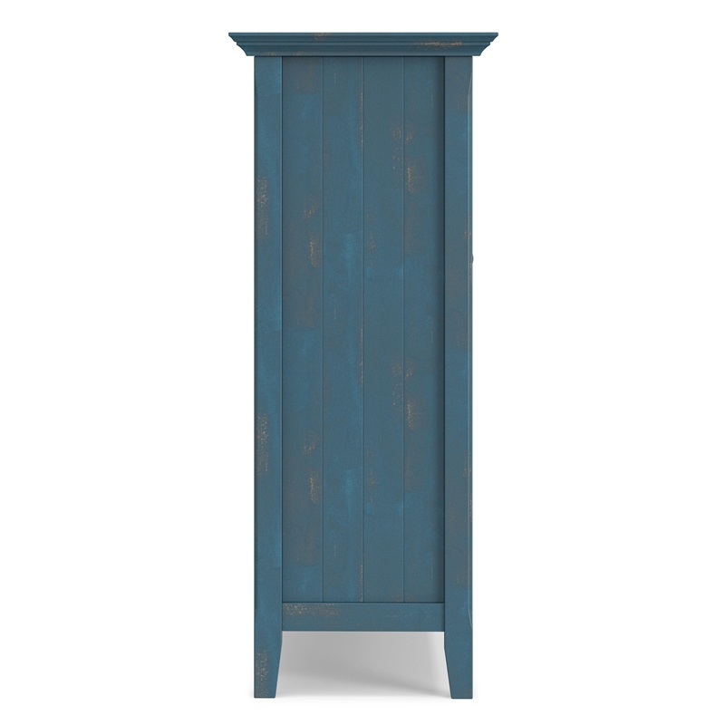 Acadian 39 inch Wide Solid Wood Transitional Medium Storage Cabinet in Distressed Coastal Blue