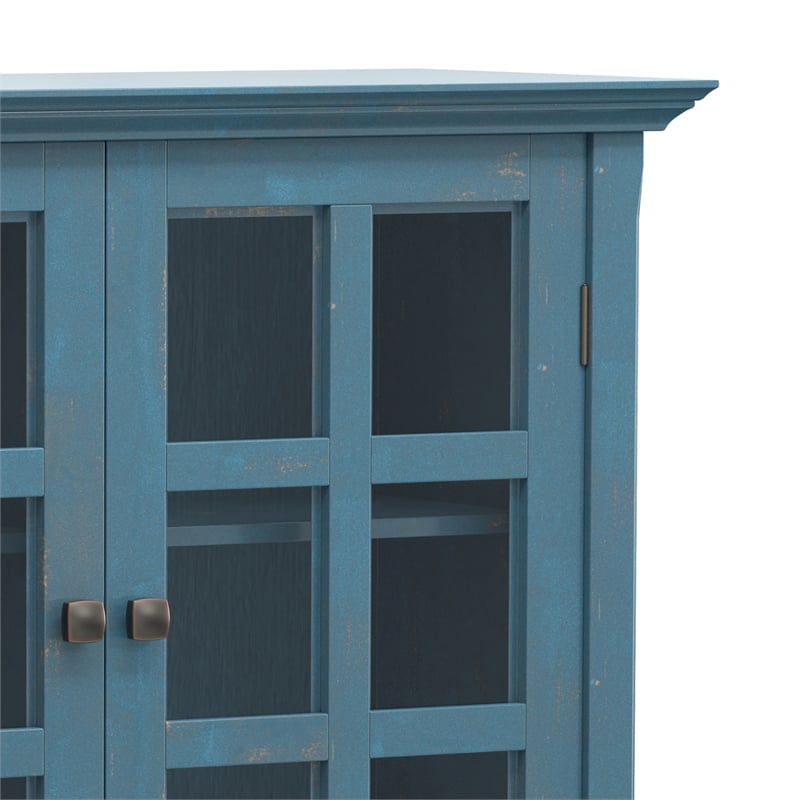 Acadian 39 inch Wide Solid Wood Transitional Medium Storage Cabinet in Distressed Coastal Blue