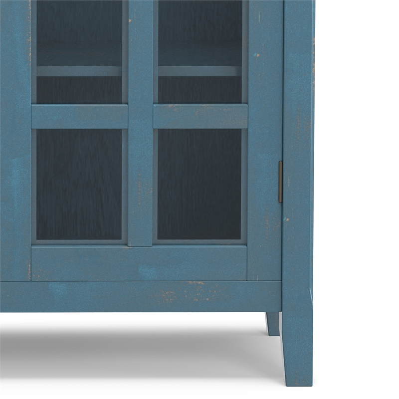 Acadian 39 inch Wide Solid Wood Transitional Medium Storage Cabinet in Distressed Coastal Blue