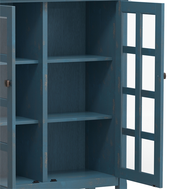 Acadian 39 inch Wide Solid Wood Transitional Medium Storage Cabinet in Distressed Coastal Blue