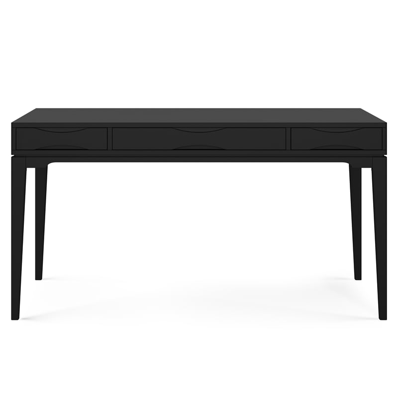 Harper Solid Wood Mid Century Modern 60 inch Wide Desk with 24 inch Wide Bookcase in Black (Set of 2)