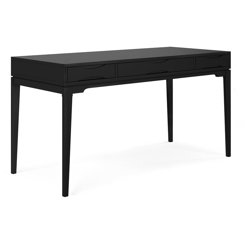 Harper Solid Wood Mid Century Modern 60 inch Wide Desk with 24 inch Wide Bookcase in Black (Set of 2)