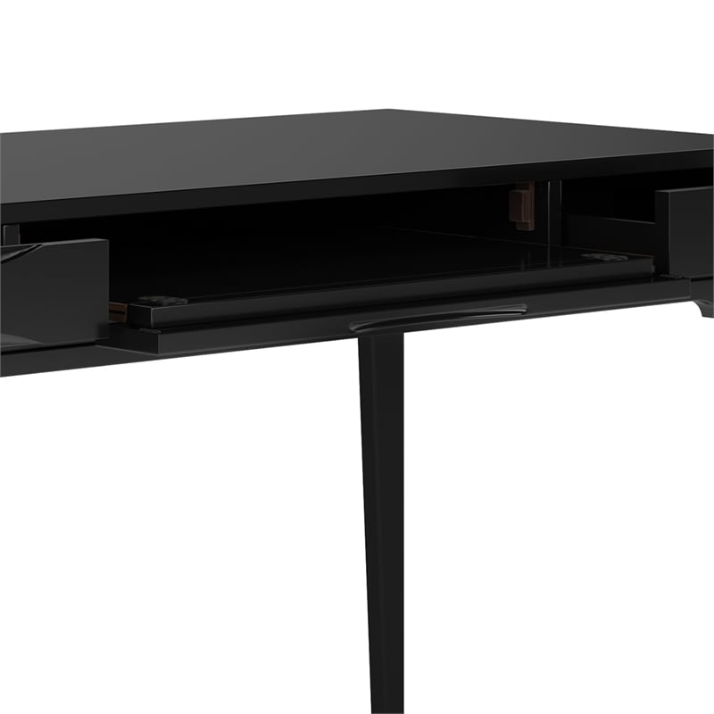 Harper Solid Wood Mid Century Modern 60 inch Wide Desk with 24 inch Wide Bookcase in Black (Set of 2)