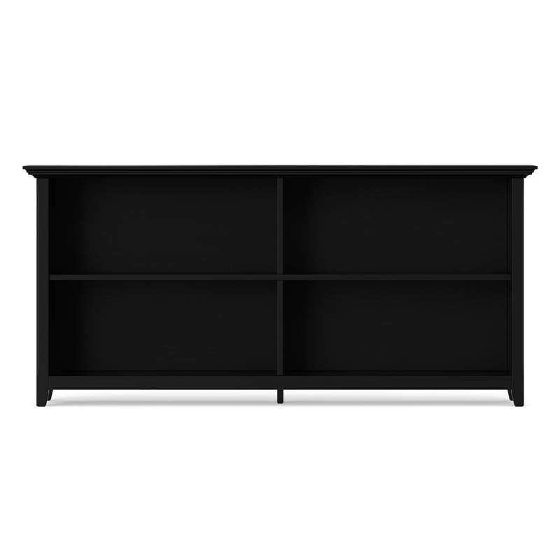 Amherst 64 inch Wide Solid Wood Transitional 4 Shelf Low Bookcase in Black