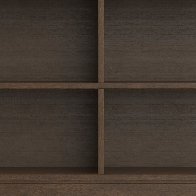Harper 30 inch x 64 inch Solid Wood Mid Century 4-Shelf Low Bookcase in Walnut Brown
