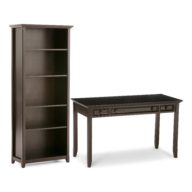 Amherst Solid Wood Transitional 54 inch Wide Desk with 30 inch Wide Bookcase in Hickory Brown (Set of 2)