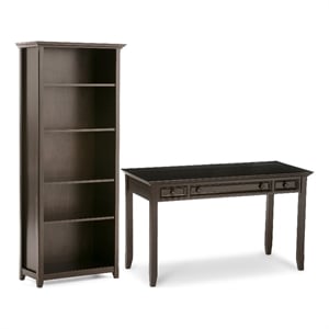 Amherst Solid Wood Transitional 54 inch Wide Desk with 30 inch Wide Bookcase in Hickory Brown (Set of 2)