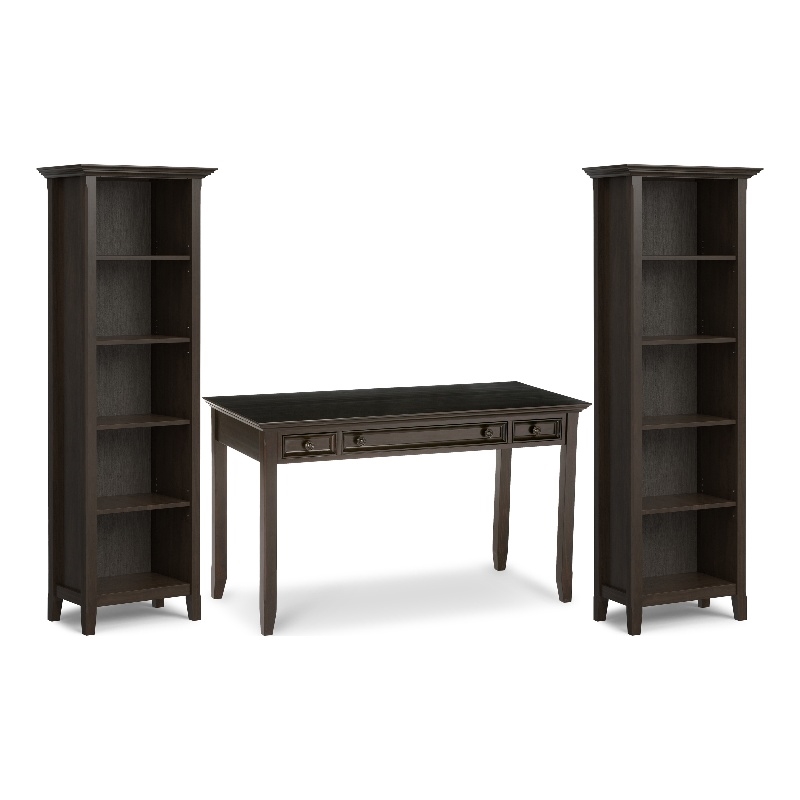 Amherst Solid Wood Transitional 54 inch Wide Desk with Two 24 inch Wide Bookcases in Hickory Brown (Set of 3)