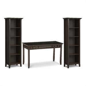Amherst Solid Wood Transitional 54 inch Wide Desk with Two 24 inch Wide Bookcases in Hickory Brown (Set of 3)