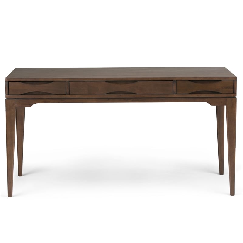 Harper Solid Wood Mid Century Modern 60 inch Wide Desk with 24 inch Wide Bookcase in Walnut Brown (Set of 2)