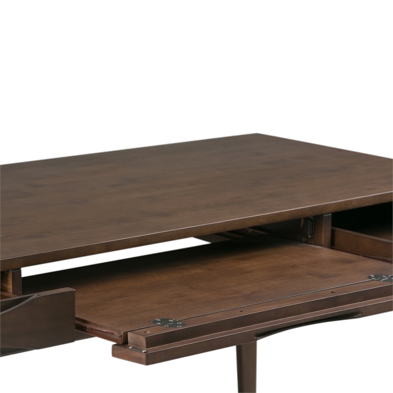 Harper Solid Wood Mid Century Modern 60 inch Wide Desk with 24 inch Wide Bookcase in Walnut Brown (Set of 2)