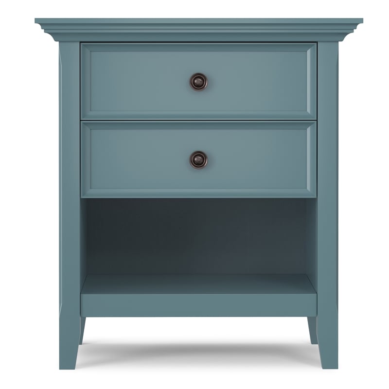 Amherst 24 inch Wide Solid Wood Transitional Bedside Table in French Blue