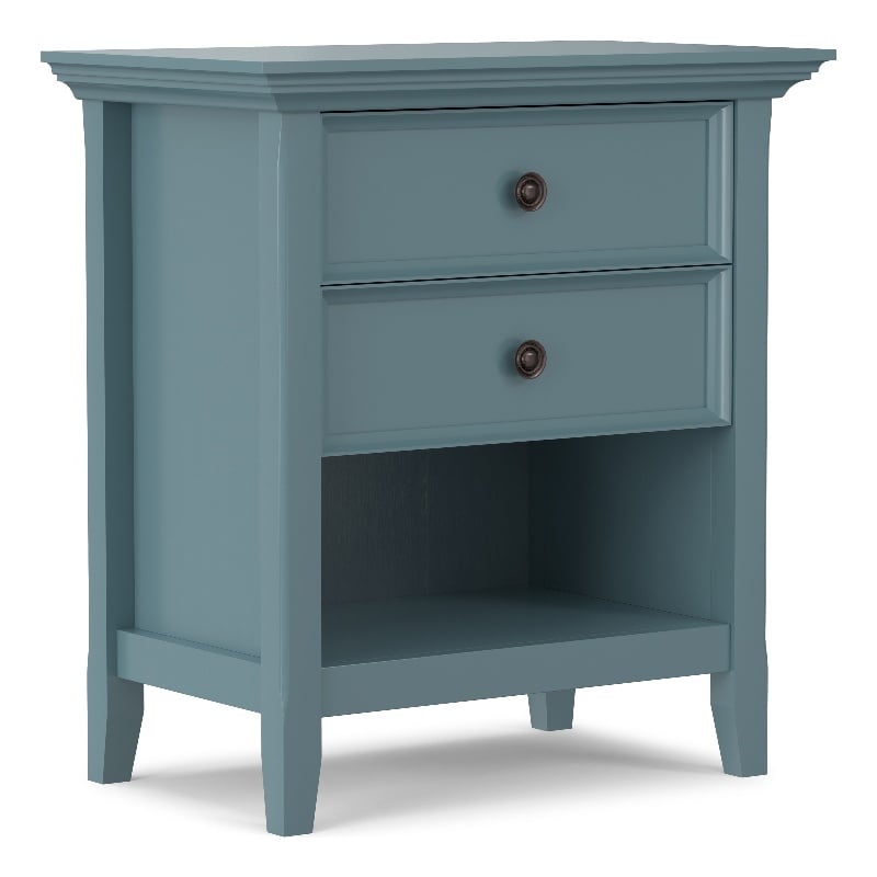 Amherst 24 inch Wide Solid Wood Transitional Bedside Table in French Blue