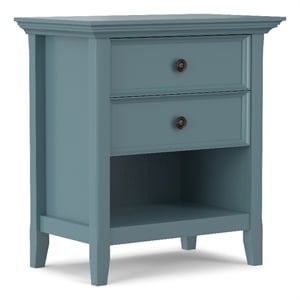 Amherst 24 inch Wide Solid Wood Transitional Bedside Table in French Blue