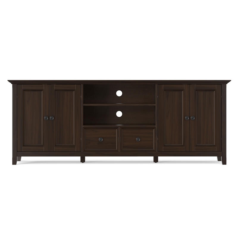 Amherst 84 inch Wide Solid Wood Transitional TV Stand in Brunette Brown/Bronze For TVs up to 90 inches
