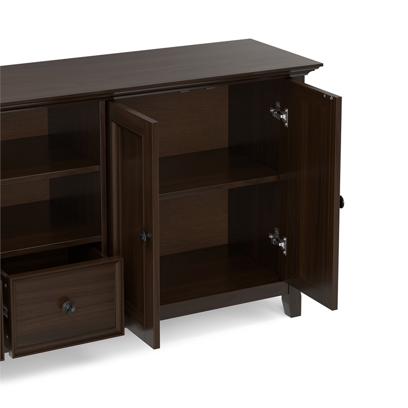 Amherst 84 inch Wide Solid Wood Transitional TV Stand in Brunette Brown/Bronze For TVs up to 90 inches