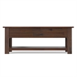 Monroe 48 inch Wide Solid Acacia Wood Rustic Rectangular Coffee Table with Drawers in Distressed Charcoal Brown