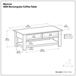 Monroe 48 inch Wide Solid Acacia Wood Rustic Rectangular Coffee Table with Drawers in Distressed Charcoal Brown