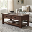 Monroe 48 inch Wide Solid Acacia Wood Rustic Rectangular Coffee Table with Drawers in Distressed Charcoal Brown