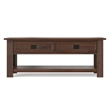 Monroe 48 inch Wide Solid Acacia Wood Rustic Rectangular Coffee Table with Drawers in Distressed Charcoal Brown