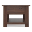 Monroe 48 inch Wide Solid Acacia Wood Rustic Rectangular Coffee Table with Drawers in Distressed Charcoal Brown