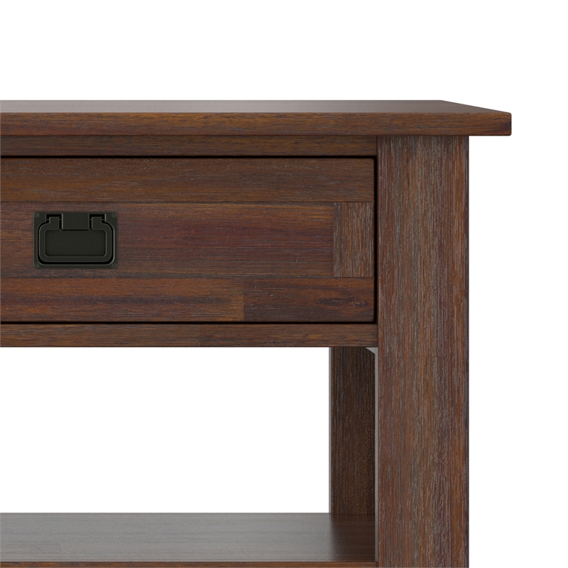 Monroe 48 inch Wide Solid Acacia Wood Rustic Rectangular Coffee Table with Drawers in Distressed Charcoal Brown