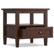 Warm Shaker 20 inch Wide Solid Wood Transitional End Table in Russet Brown
