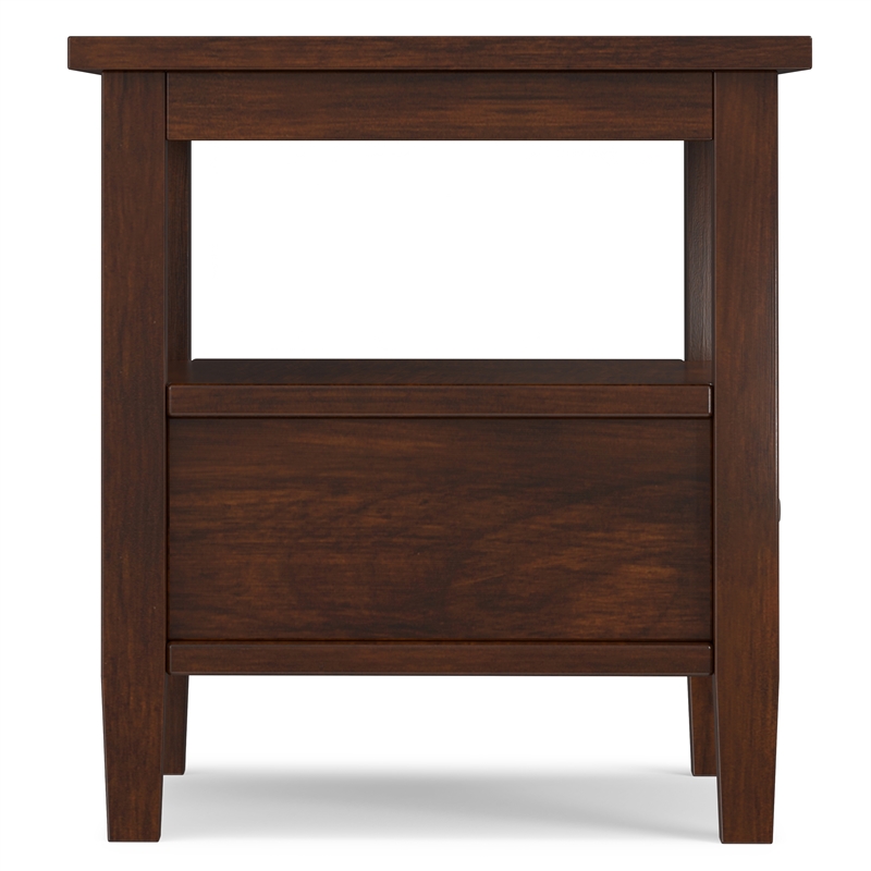 Warm Shaker 20 inch Wide Solid Wood Transitional End Table in Russet Brown