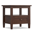 Warm Shaker 20 inch Wide Solid Wood Transitional End Table in Russet Brown