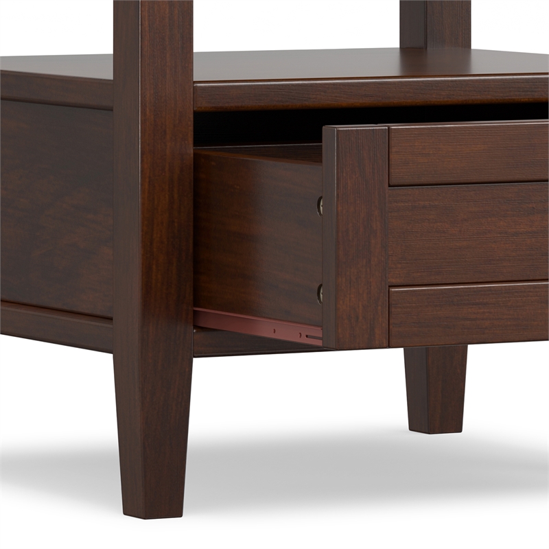 Warm Shaker 20 inch Wide Solid Wood Transitional End Table in Russet Brown