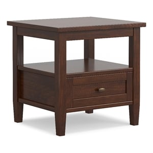 Warm Shaker 20 inch Wide Solid Wood Transitional End Table in Russet Brown
