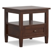 Warm Shaker 20 inch Wide Solid Wood Transitional End Table in Russet Brown