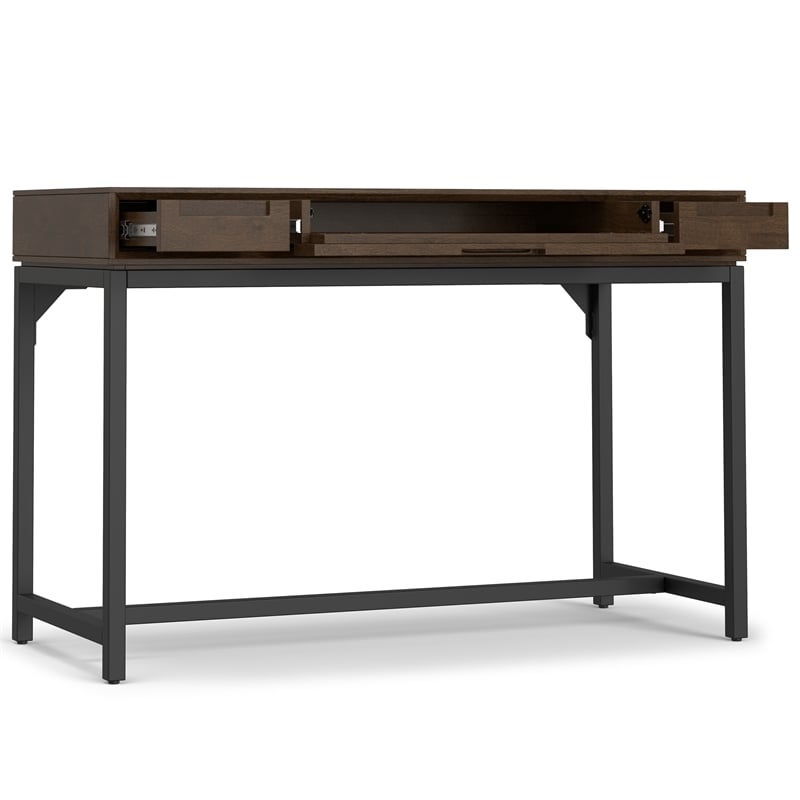 Banting Solid Wood Industrial 48 inch Wide Desk with 30 inch Wide Bookcase in Walnut Brown (Set of 2)