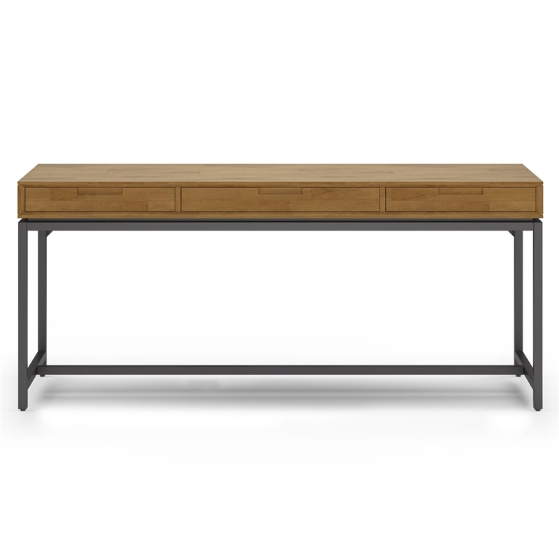 Banting Solid Wood Industrial 72 inch Wide Desk with 30 inch Wide Bookcase in Medium Saddle Brown (Set of 2)