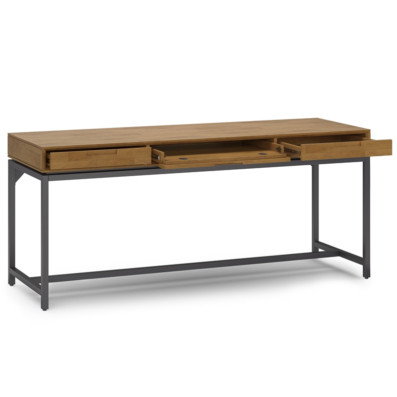 Banting Solid Wood Industrial 72 inch Wide Desk with 30 inch Wide Bookcase in Medium Saddle Brown (Set of 2)