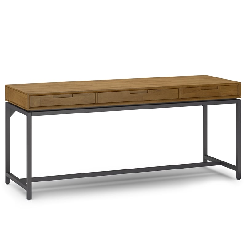 Banting Solid Wood Industrial 72 inch Wide Desk with 30 inch Wide Bookcase in Medium Saddle Brown (Set of 2)