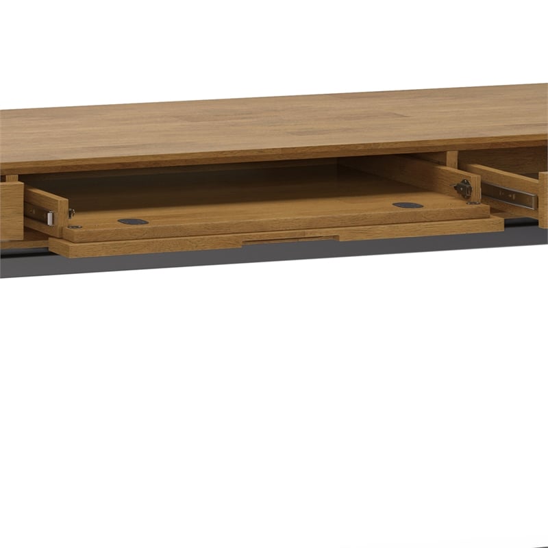 Banting Solid Wood Industrial 72 inch Wide Desk with 30 inch Wide Bookcase in Medium Saddle Brown (Set of 2)