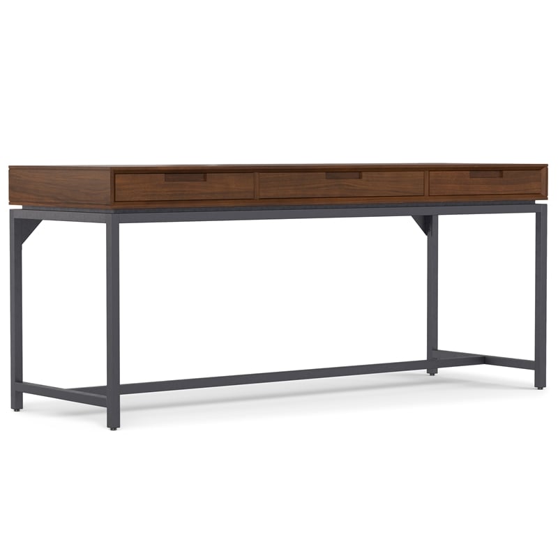 Banting Solid Wood Industrial 72 inch Wide Desk with 30 inch Wide Bookcase in Walnut (Set of 2)