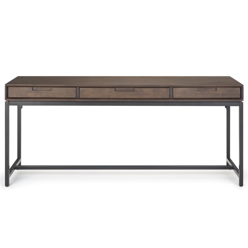 Banting Solid Wood Industrial 72 inch Wide Desk with 30 inch Wide Bookcase in Walnut Brown (Set of 2)