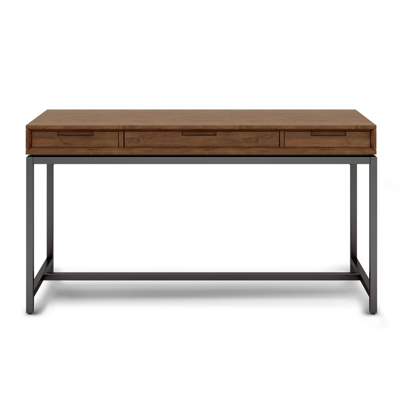 Banting Solid Wood Industrial 60 inch Wide Desk with 30 inch Wide Bookcase in Medium Saddle Brown (Set of 2)