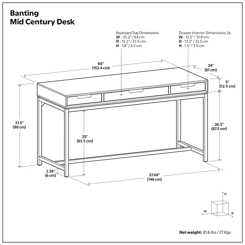 Banting Solid Wood Industrial 60 inch Wide Desk with 30 inch Wide Bookcase in White (Set of 2)