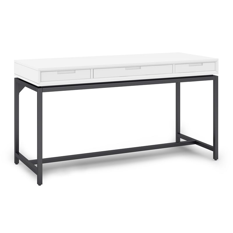 Banting Solid Wood Industrial 60 inch Wide Desk with 30 inch Wide Bookcase in White (Set of 2)