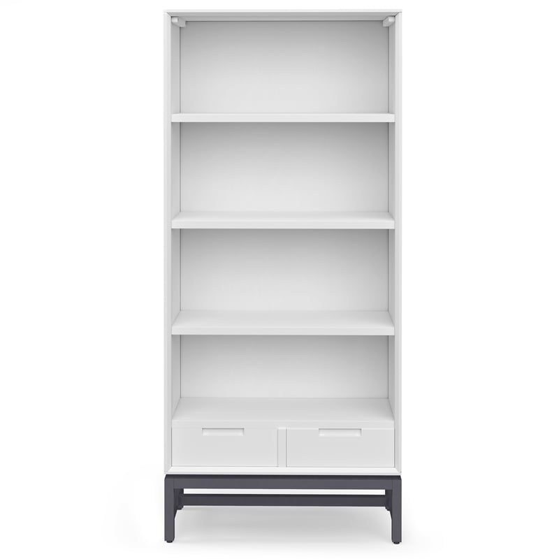 Banting Solid Wood Industrial 60 inch Wide Desk with 30 inch Wide Bookcase in White (Set of 2)