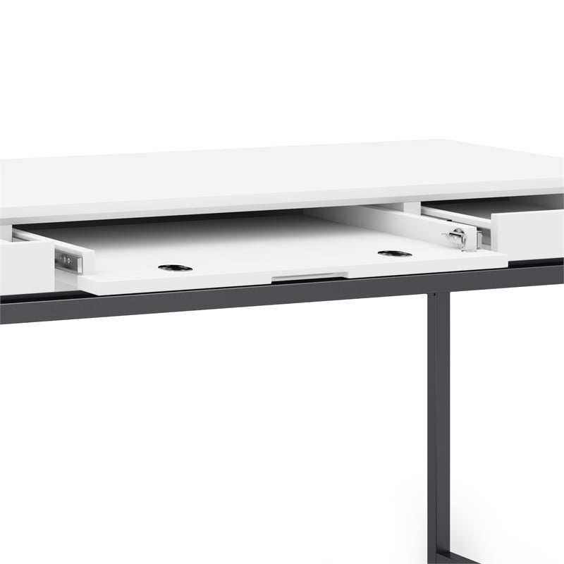 Banting Solid Wood Industrial 60 inch Wide Desk with 30 inch Wide Bookcase in White (Set of 2)