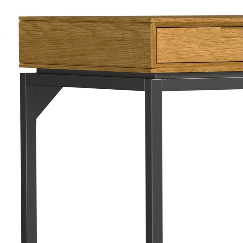 Banting Solid Wood Industrial 72 inch Wide Desk with 30 inch Wide Bookcase in Oak (Set of 2)