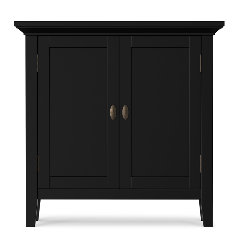 Redmond Wide Solid Wood Transitional Low Storage Cabinet in Black