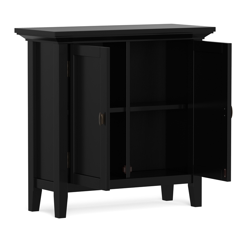 Redmond Wide Solid Wood Transitional Low Storage Cabinet in Black