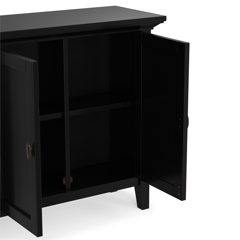 Redmond Wide Solid Wood Transitional Low Storage Cabinet in Black