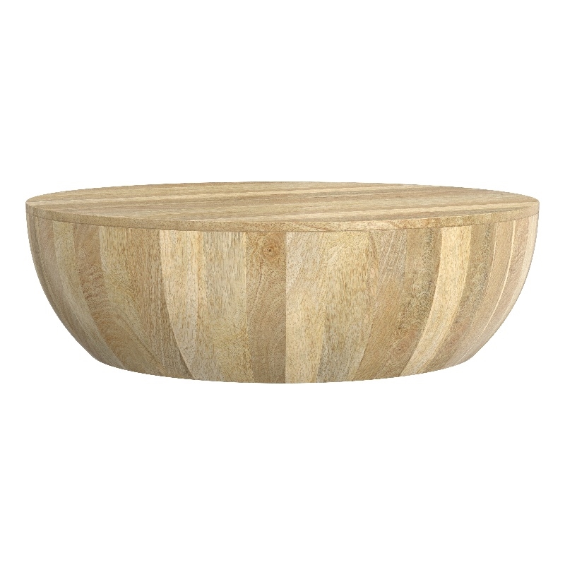 Elmbrook 40 in Boho Round Tapered Drum Coffee Table in Natural