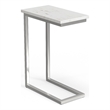 Skyler 10 in Metal and Genuine Marble C Shape Side Table in White Marble